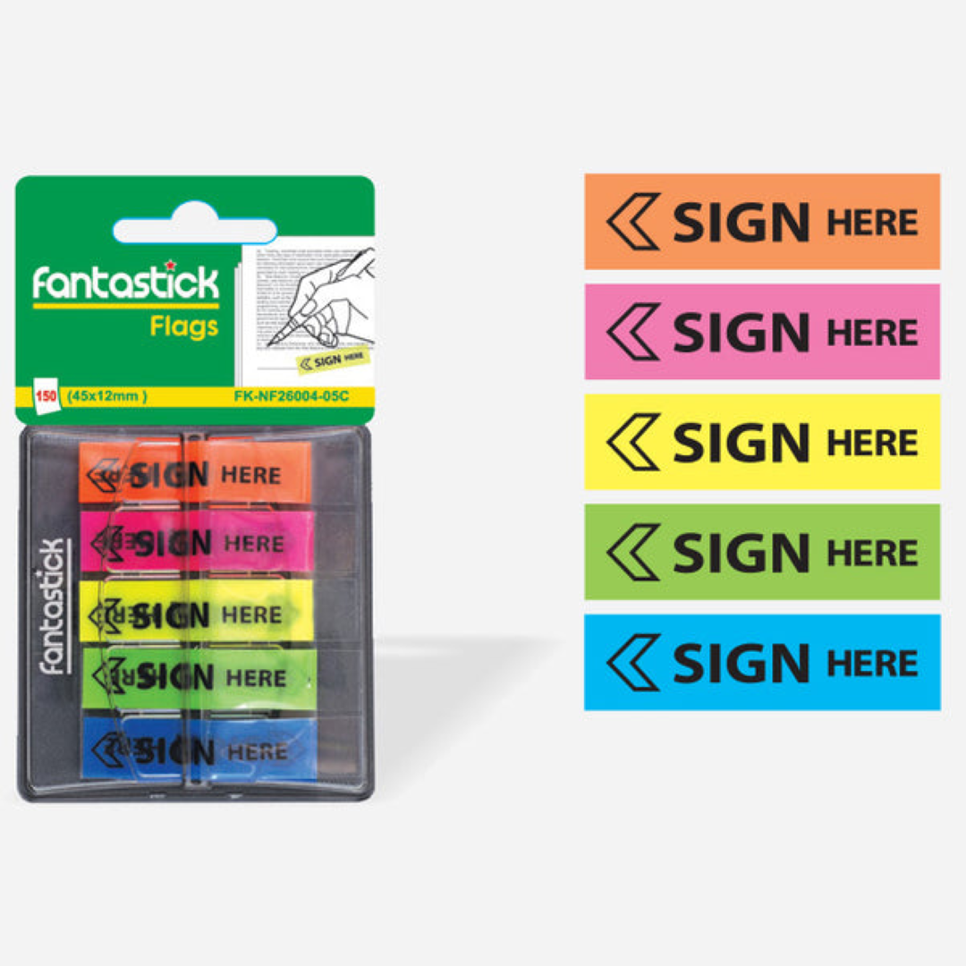 Fantastick Sign Here Flags- 5 col FK-NF26004-05C